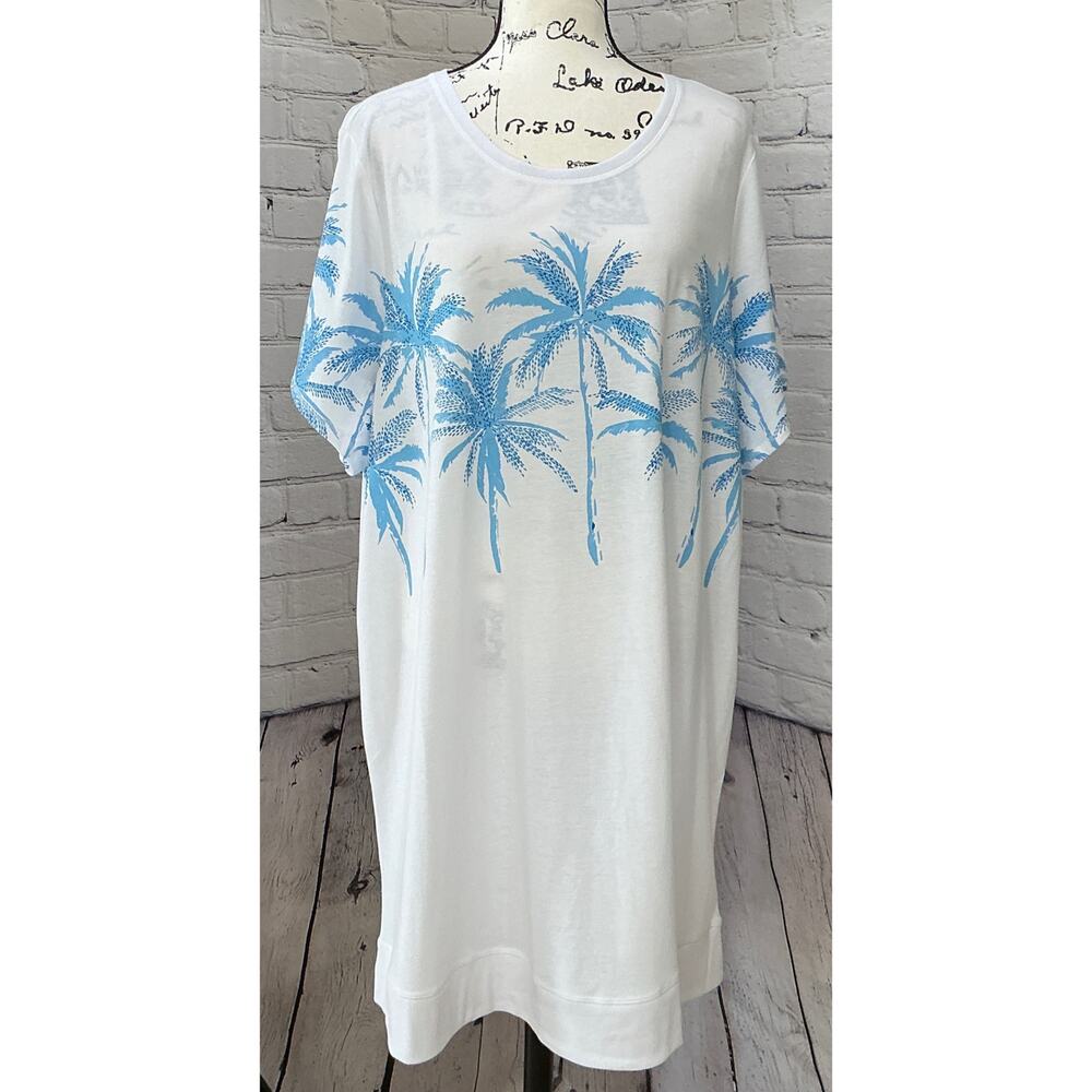 NEW Sleep by Cacique Women’s Comfy Cotton Rib-Trim Palm Tree Sleepshirt (22/24)